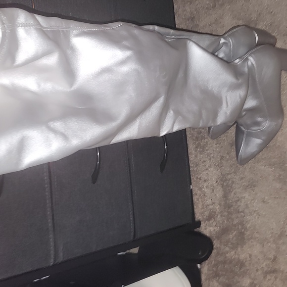 Silver Thigh High Boots - Picture 2 of 9